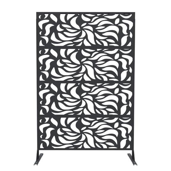 Metal Privacy Screen Outdoor - 71"x46" Freestanding Privacy Panels for Patio, Deck, Lawn & Garden, Weather-Resistant Rustproof Room Divider with Stand