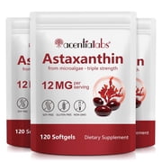 Astaxanthin 12mg 120 Softgels, Antioxidant Supplement for Eye, Joint & Skin Health, 4 Month Supply, 3 Pack