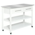 thumbnail image 3 of HOMCOM Kitchen Island with Stainless Steel Top, Open Shelves, and Drawers, White, 3 of 10
