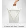 thumbnail image 3 of Yamazaki Home Laundry Hamper with Cotton Liner - Two Sizes, White, Steel + Cotton, Small, 12 gallons, 45 liters, Collapsible, Handles, Machine Washable, Removable Liner, No Assembly, 3 of 7