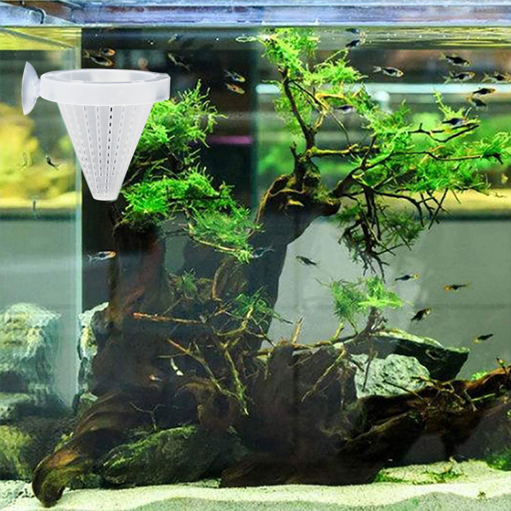 4PCS Aquarium Live Red Worm Cone Feeder Plastic Frozen Brine Shrimp Fish  Food Feeding Cup for Fish Tank with Suckers 