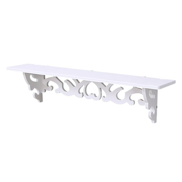 Estante De Almacenamiento De Pvc Estante flotante de pared de 47 x 10 x 3,5 cm, de PVC blanco, sin necesidad de perforar, para salón, cocina, oficina, dormitorio, pieza única. Rkxzt
