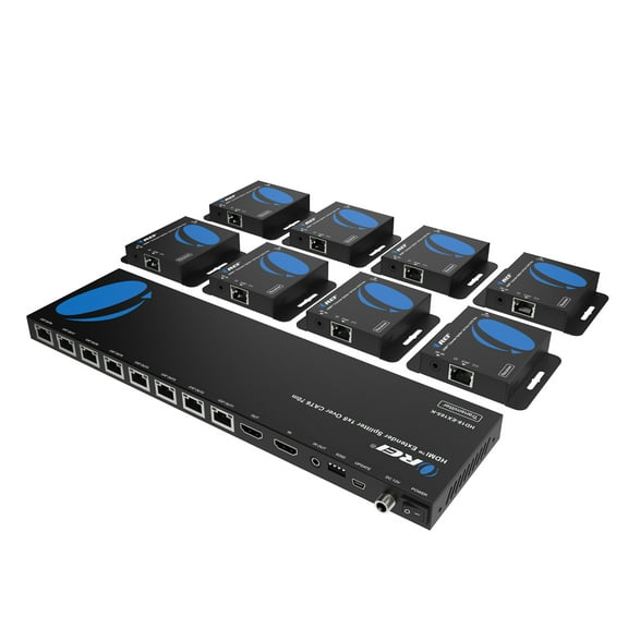 1x8 HDMI Extender Splitter Over CAT6/7 Upto 165 Ft- Loop-Out, IR Control & EDID (HD18-EX165-K)