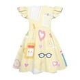 thumbnail image 4 of Grblisyd Little Girls Back to School Dress Cute Print Flutter Dresses Cartoon Pencil School Print Dresses First Day Of School Outfits For Girls, 4 of 4