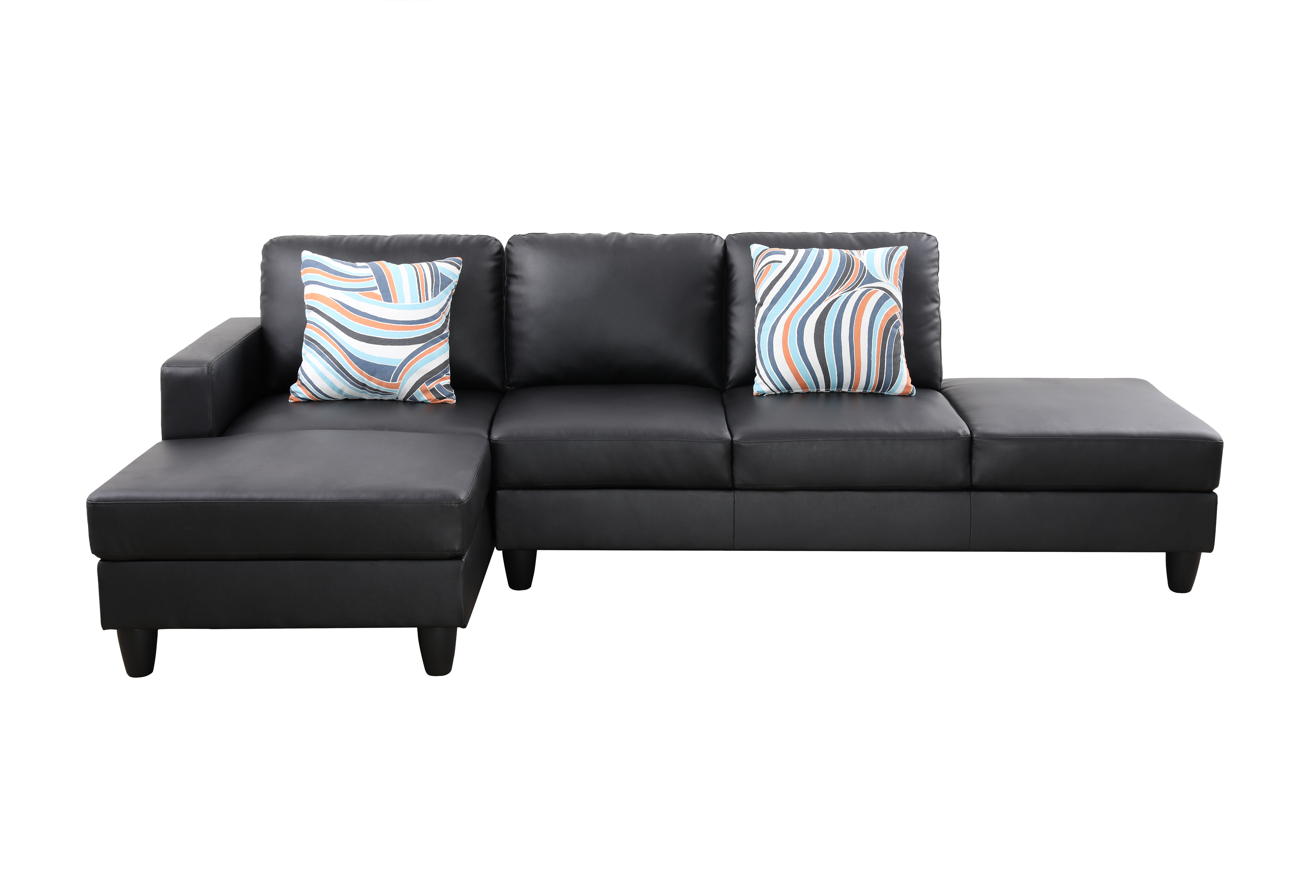 MAYEERTY Superior Black Semi-PU Modern Adult Couch Living Room Sofa Set