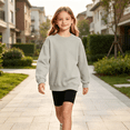 thumbnail image 2 of NEBWOAK Little Girls Oversized Cotton Sweatshirt Crewneck Loose Pullover School Uniform Gray,Size 6-7 T, 2 of 7
