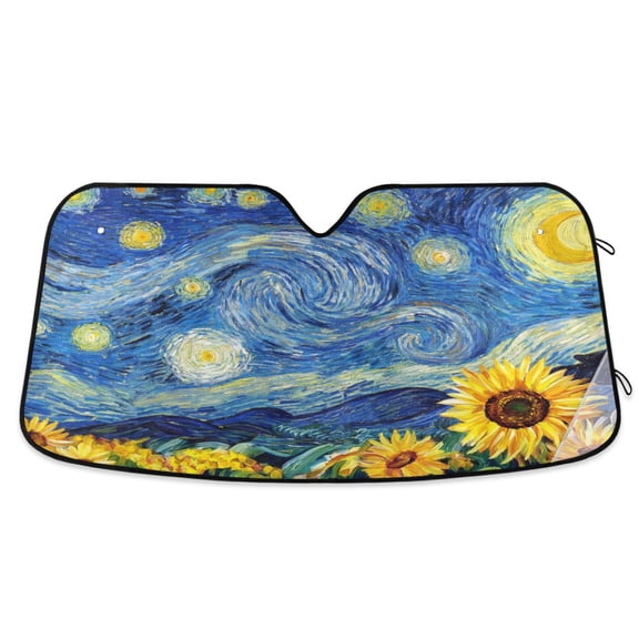 ALAZA Van Gogh Sunflower Pattern Car Windshield Sun Shade Foldable UV Ray Sunshade Visor Protector 55 x 27.6in