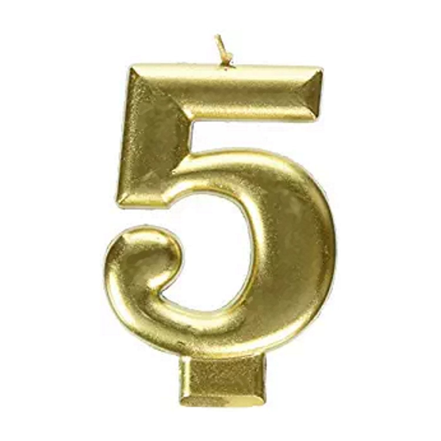 5 Unique Events Birthday Celebration Numeral #5 Gold Glitter Candle 3 Party Supplies,Gold
