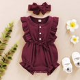 thumbnail image 2 of KATEA Toddler Baby Girl Ruffled Sleeveless Romper Casual Summer Jumpsuit Cotton Linen Clothes, 2 of 4