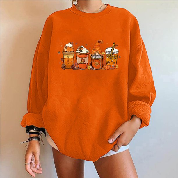 Ichuanyi Liquidación Mujeres Classic Halloween Impresión de estampado Canneco de manga larga Tops de sudadera suelta ICHUANYI WER202308182953