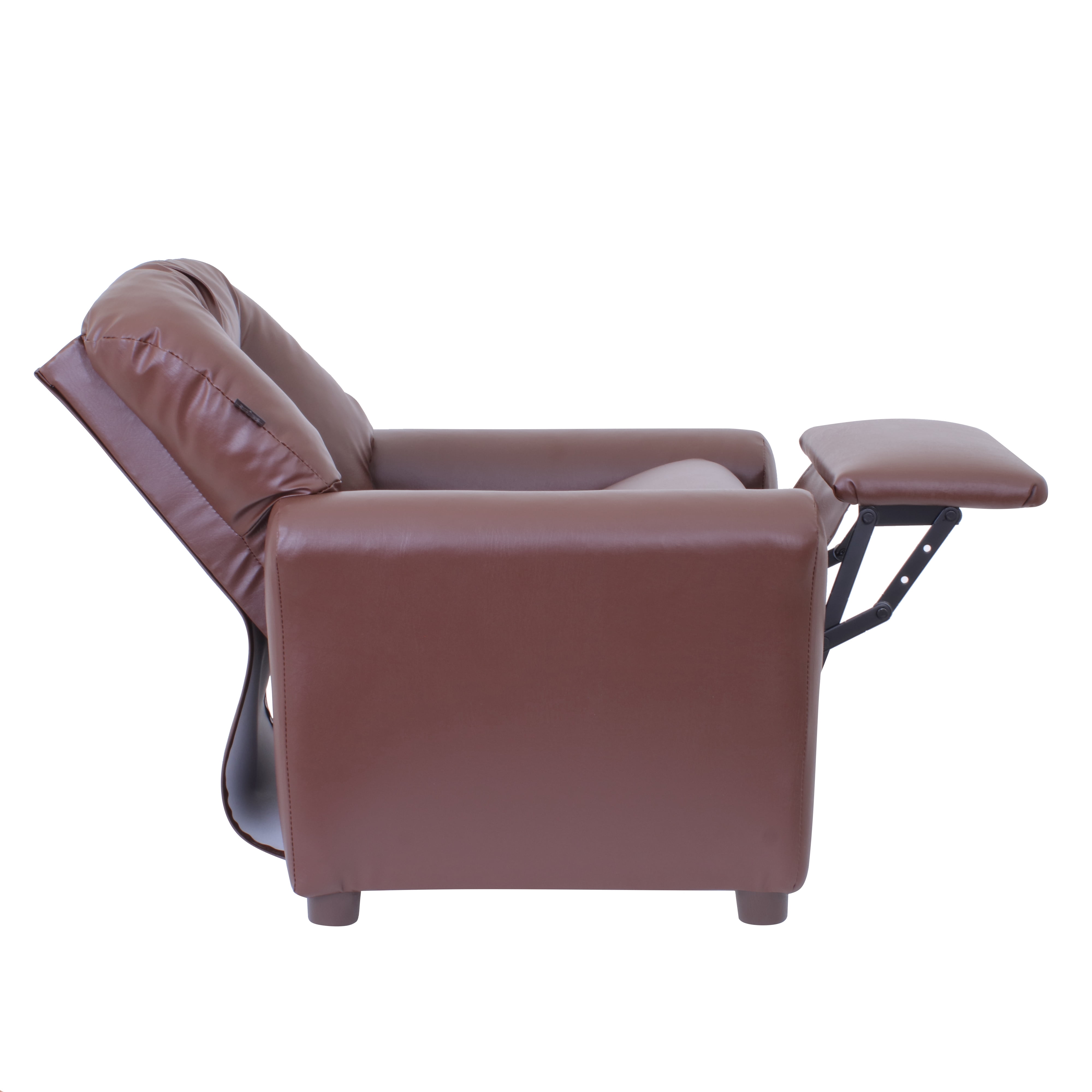 The Crew Furniture Traditional Kids Recliner, Toddler Ages 1-5, PU Faux Leather Brown