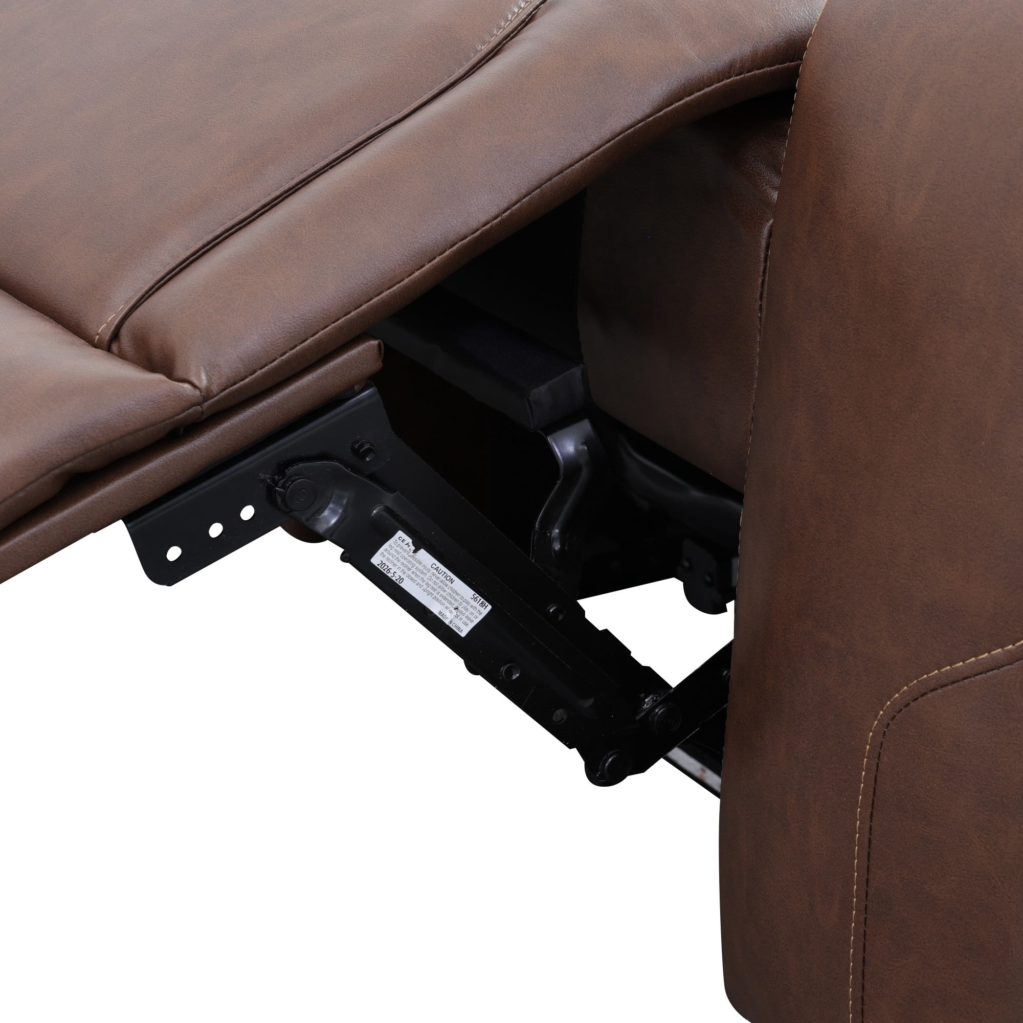 Gewnee 3‑Seater Power Recliner Sofa, Air Leather, USB & Type‑C Wireless Charging, Armrest Storage, Flip‑Up Tea Table, LED Light, Home Theater Seating for Living Room，Reddish-brown