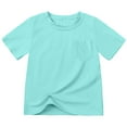 thumbnail image 3 of LIIPEE Girls T-Shirts Summer Casual Solid Color Round Neck Short Sleeve Tshirts With Pocket Child Comfort School Tee Shirts,Sky Blue,3-4 Years, 3 of 6