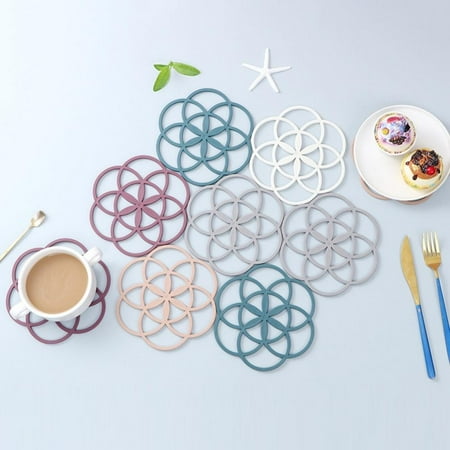 

BTGUY Silicone Hollow Insulation Coaster Heat Resistant Anti-skid Bowls Coffee Cups Coaster Home Kitchen Tableware Decoration Placemat
