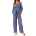 thumbnail image 2 of Weekease Two Piece Pajama Sets for Women V Neck Button up Tops Drawstring Pants Casual Lounge Set with Pockets, 2 of 8