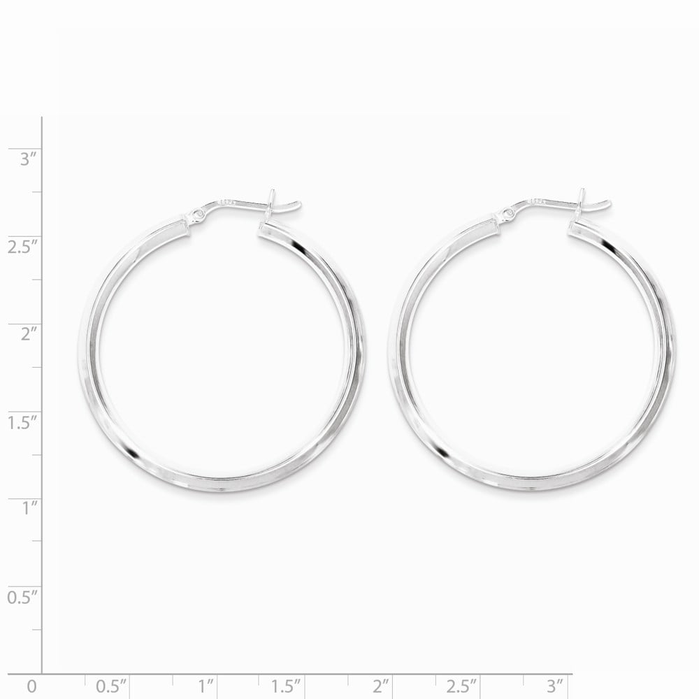 Sterling Silver 40mm Knife Edge Hoop Earrings - 3.0 Grams - Measures 41x41mm Wide 3mm Thick