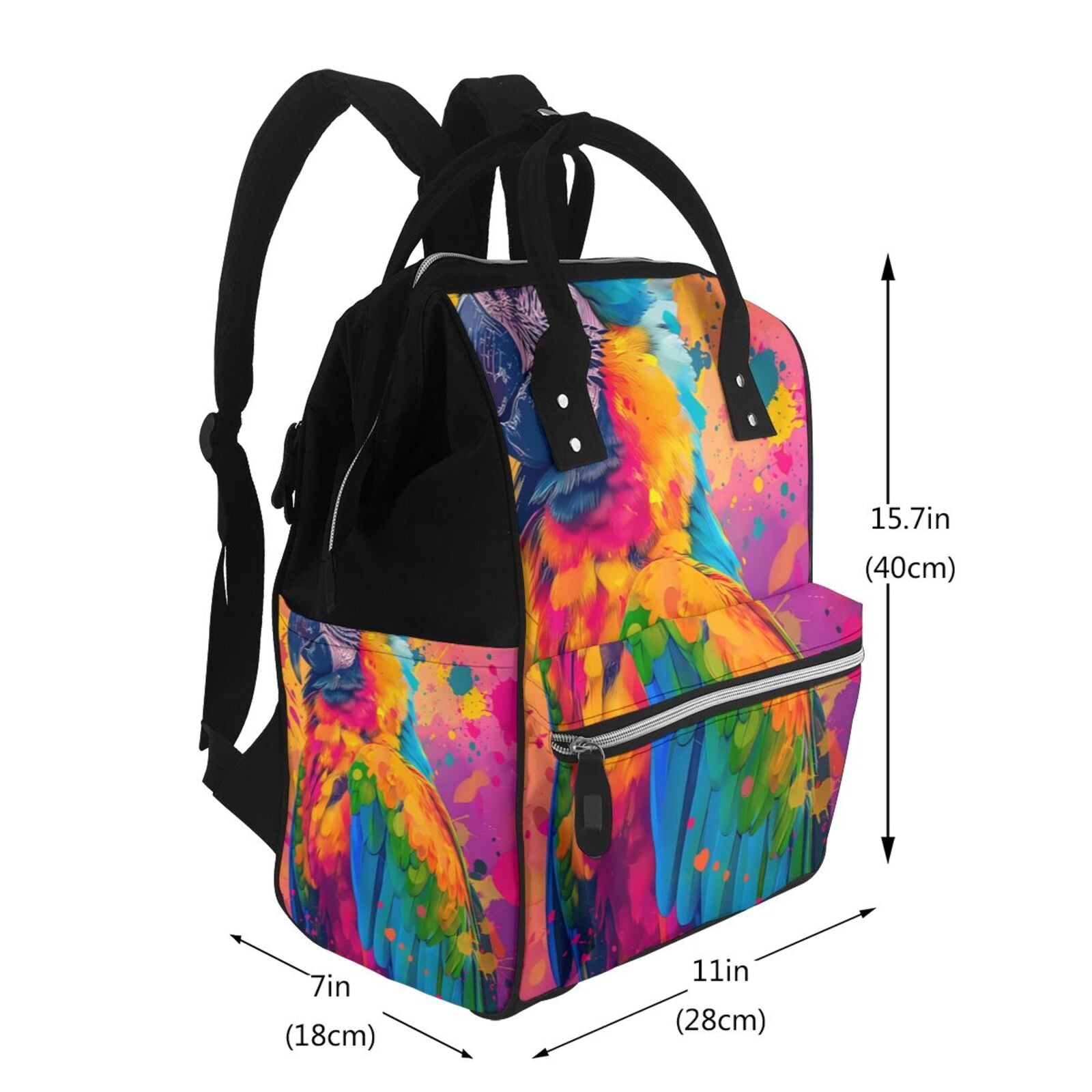 Fuzoiu Colorful Parrot Jungle Dream A Print Diaper Bag Backpack,Baby Essentials Travel Tote,Multi function Waterproof Diaper Bag, Travel Essentials Baby Bag - Unisex