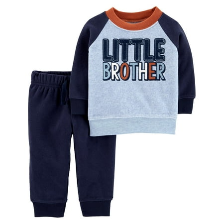 Child of Mine by Carter's Toddler Boys Fleece Long Sleeve Shirt and Pant, 2pc Outfit Set