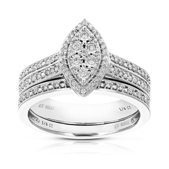 Vir Jewels 1/4 CTTW Lab Grown Diamond Wedding Bridal Set in Sterling Silver Female Adult
