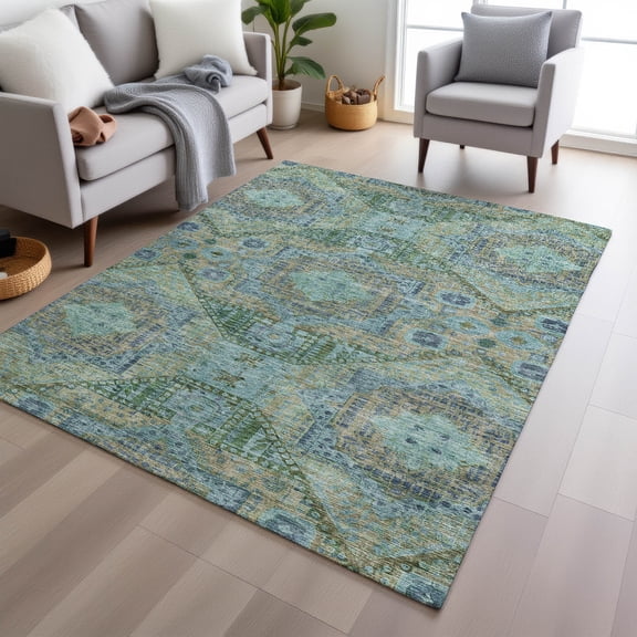 Addison Rugs Chantille Indoor/Outdoor Traditional Global Green Machine Washable Rectangle Rug, 10' x 14'