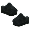 thumbnail image 4 of Raindrops 1 Pair Women Slippers for Home Bedroom Wear High-heeled Black Plush Anti-slip Thick Sole EVA, 4 of 8