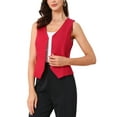 thumbnail image 5 of INSPIRE CHIC Women's Vest Sleeveless Button Down V Neck Mother's Day Crop Waistcoat Deep Red S, 5 of 7