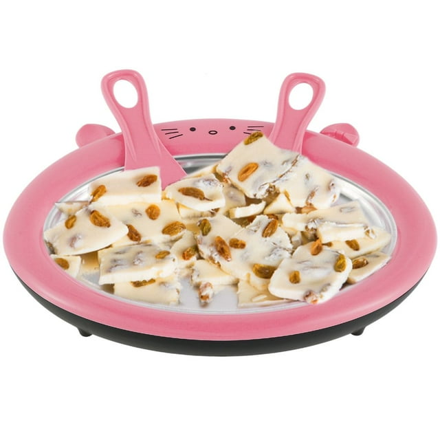 Machine à Rouleaux de Crème Glacée pour la Maison, Mignonne en Forme de Chat, Machine à Yogourt Frit avec 2 Spatules, Poêle pour Enfants pour Crème Glacée Instantanée Maison