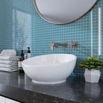 Apollo Tile 10 Pack 11.8-in x 11.8-in Turkish Blue Bevelled Glossy Finish Glass Mosaic Wall and Floor Tile (9.67 Sq ft/case)