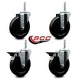 thumbnail image 2 of 5 Inch Soft Rubber Wheel Swivel 5/8 Inch Threaded Stem Caster Set 2 Brakes SCC, 2 of 2