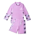 thumbnail image 2 of 2 Piece Girls Swimsuit Long Sleeve Swim Top with Boyshorts Summer Vacation Swimwear Bathing Suit Size 3-14, 2 of 4