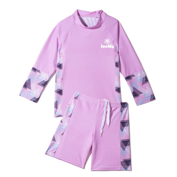 Nilvkv Girls Two Piece Swimsuits, Toddler Girl Swimsuit, Short Sleeve Stretchy Rash Guard Top And Shorts Set Surfing Summer Beach Pink 11-14 Years