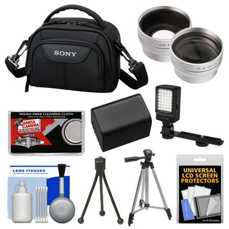 Sony LCS-VA15 Carrying Case (Black) with Wide & Telephoto Lens + LED Light + Battery + Case + Tripod + Accessory Kit for Handycam Camcorders Sony LCS-VA15 Carrying Case (Black) with Wide & Telephoto Lens + LED Light + Battery + Case + Tripod + Accessory Kit for Handycam Camcorders