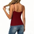 thumbnail image 4 of GERsome Women's Camisoles Tank Tops with Built-in Bra Scoop Neck Undershirt Spaghetti Strap Basic Cami Tanks Wine Size 2XL, 4 of 7