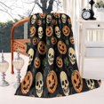 thumbnail image 4 of Skull Pumpkin Halloween Pattern Blanket,Comfortable Soft Flannel Throw Blanket,All Season,Warm Lightweight Blankets for Sofa Bed Couch Living Room Chair,50"x60", 4 of 4