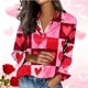 thumbnail image 1 of TaTaai Ladies Satin Blouse Long Sleeve Valentines Day Print Button Down Lapel Collar Silky Shirt Loose Fit Romantic Top Gift, 1 of 7