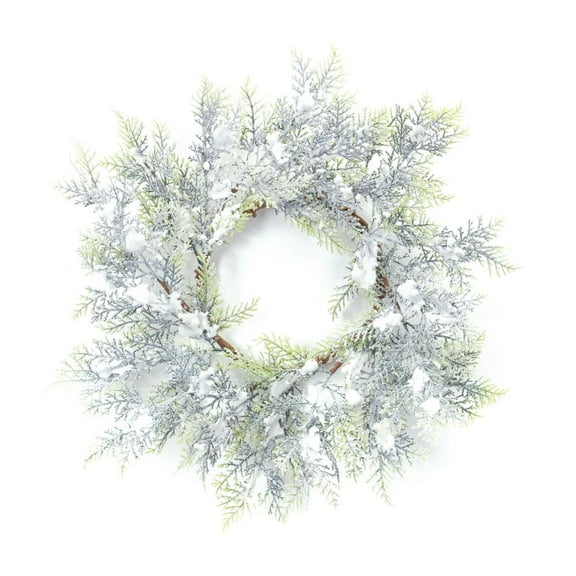 Melrose Flocked Cedar Artificial Christmas Wreath, 15-Inch, Unlit