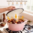 thumbnail image 4 of Enameled Cast Iron Dutch Oven, TAIMASI 5QT Dutch Oven Pot with Lid & Cotton Potholders, Heavy-Duty Cookware for Braising, Stews, Roasting, Bread Baking, All Stovetop Compatible (Pink), 4 of 8