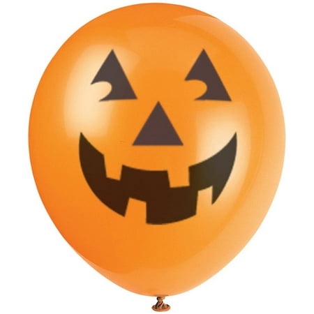 Latex Pumpkin Halloween Balloons, Orange, 12in, 6ct