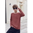 thumbnail image 3 of Arshiner Boys Long Sleeve Crewneck T Shirts Solid Fall Casual Tees Tops with Chest Pocket for Kids 5-12 Years, 3 of 7