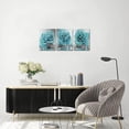 thumbnail image 4 of Teal Blue Flower Wall Art Turquoise Rose Painting Canvas Print Bedroom Decor Still Life 3 Pieces Home Decor Modern Black and White Floral Pictures for Bathroom Kitchen Living Room Ready to Hang, 4 of 6