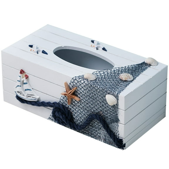 Nautical Tissue Box Cover Seashells Ocean Wind Tissue Box Home Decor 24X12X9.5CM