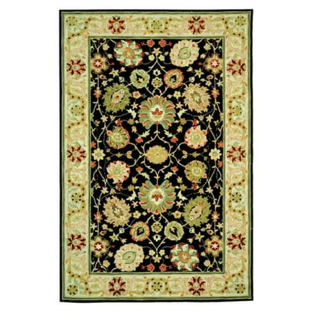 Safavieh Micro Hand-hooked Chelsea Mahal Black/ Beige Wool Rug (5'3 x 8'3)