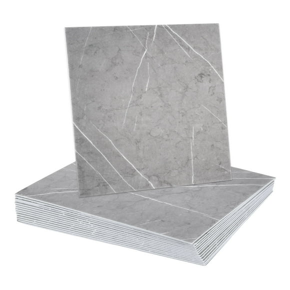 Uxcell 15Pcs Peel and Stick Marble Tiles, Waterproof Wall Panel Backsplash, 12"x12" Peel and Stick Shower Tiles for Bathroom, Thunder Grey Design