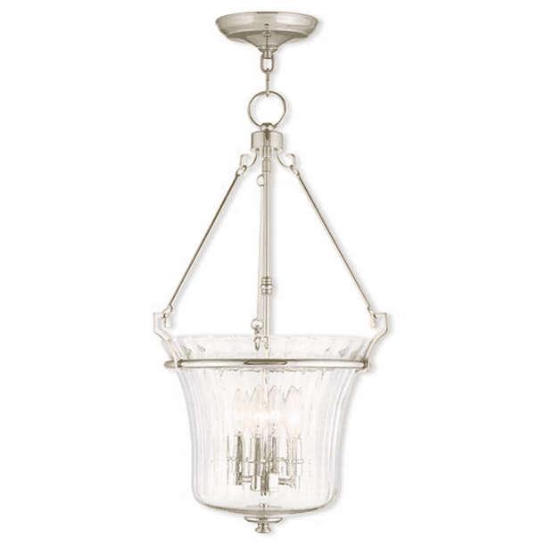 Pendants Porch 4 Light With Hand Crafted Fluted Clear Glass Polished Nickel Size 16 In 240 Watts World Of Crystal Walmart Com Walmart Com
