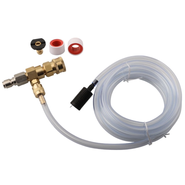 KDJ 4000 PSI High Pressure Washer Soap Injector Kit with 3/8 Inch Quick Connector for Outdoor Power Equipment, Includes Regulating Valve, Filter, and Nozzle