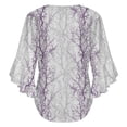 thumbnail image 6 of Purple Grey Leaves Women's V-Neck Blouse With 3/4 Ruffled Bell Sleeves Casual Top Ladies Blouses, 6 of 7