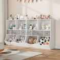 thumbnail image 3 of HOSSLLY Kid's Cubby Toy Storage Cabinet, Wood Toy Organizer of 4 Bins, Children's White Bookcase, Toy Chest for Bedroom Living Room, 3 of 8