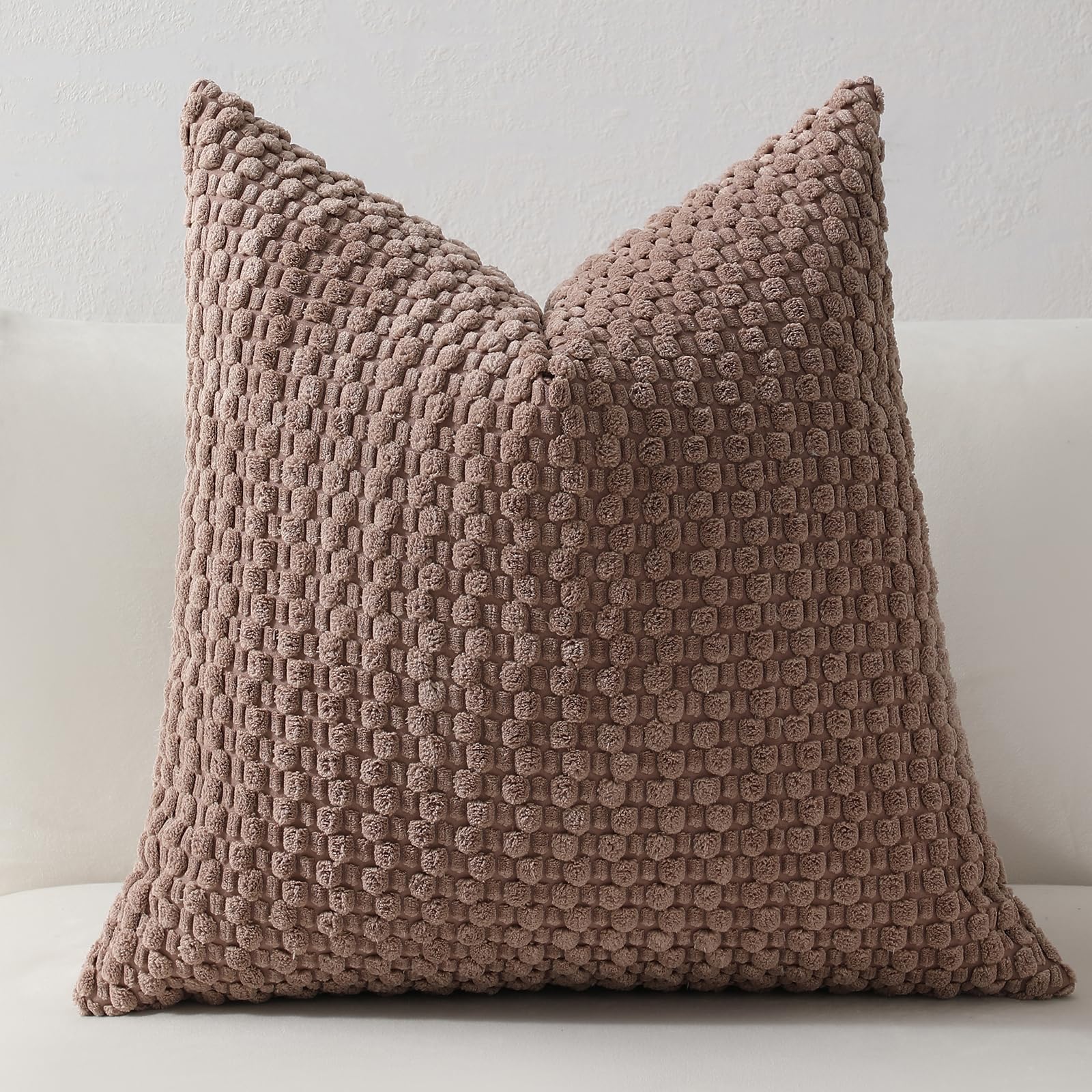 4-Piece 20x20/18x18 Inch Corduroy Sofa Pillow Covers, Neutral Bohemian Decorative Square Pillowcases For Living Room Bedroom