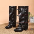 thumbnail image 5 of DeHolifer Women's Boots Studded Fold Over Chunky Heel Boots Cowboy Cowgirl Slouchy Pull On Boots, 5 of 8