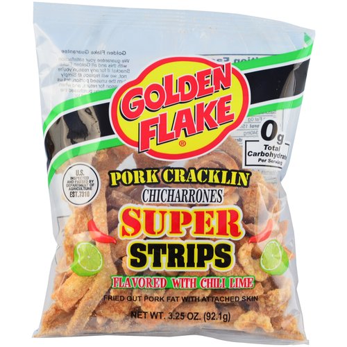 Golden Flake Chili Lime Super Strips Fried Pork Skins 3oz BrickSeek